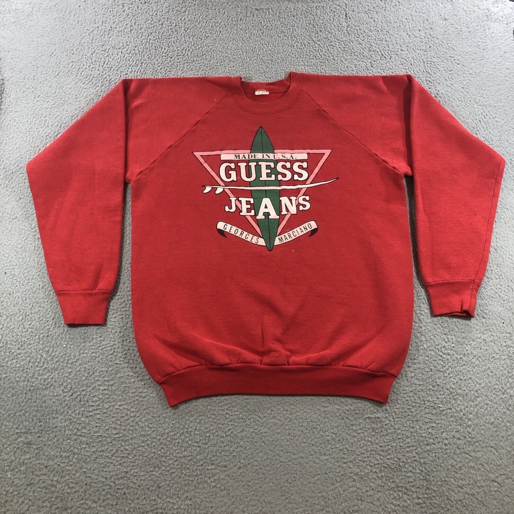 Vtg Guess Jeans Crewneck Sweatshirt Men's XL Red
